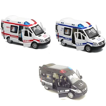 1:32 Gelbėjimo, Greitosios pagalbos, Policijos Diecast Metal Automobilio Modelį su atsitraukti Garso, Šviesos, Vaikams, Žaislai, Dovanos