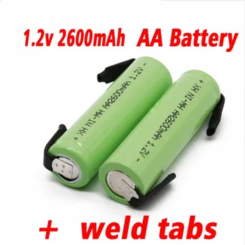 100% NAUJAS 1.2 V AA Ni-Mh baterija 2600mah nimh ląstelių Žalia korpuso suvirinimo skirtukai elektrinį skustuvą, skutimosi šepetėlis