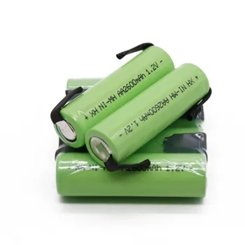 100% NAUJAS 1.2 V AA Ni-Mh baterija 2600mah nimh ląstelių Žalia korpuso suvirinimo skirtukai elektrinį skustuvą, skutimosi šepetėlis Nuotrauka 2