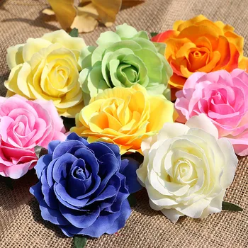 100vnt 12colors rose vadovai, dirbtinės gėlės plastiko netikrą gėlės galvos aukštos kokybės šilko vestuvių gėlės apdaila sienos