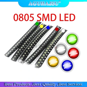 100vnt=5colors x 20pcs 0805 SMD LED diodų šviesa geltona raudona žalia mėlyna Balta Karšto pardavimo