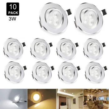 10vnt/daug 3W LED Downlight Dėmesio Embedded Lubų Lempos šviesos srautą galima reguliuoti Pakabukas Vietoje Šviesos diodų (Led) Lempos Šaltai Balta/Šiltai Balta 110V/220V