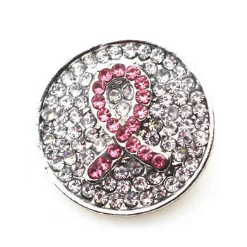 10vnt/daug Vėžio Pink Ribbon Kristalų Snap Mygtukų Tinka 18mm Imbieras Snap Papuošalai 
