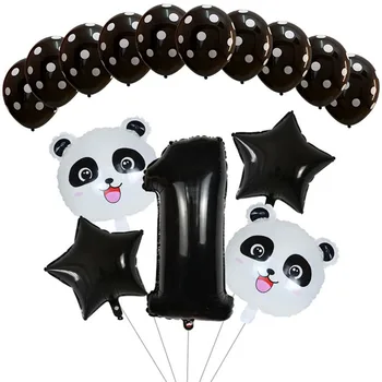 15vnt Animacinių filmų Gyvūnų Juoda Folija Skaičius Balionas Nustatyti Star Panda Vaikų Gimtadienio Apdailos Baby Shower Vaikai Gyvūnų Ballon Nuotrauka 2