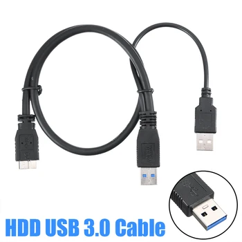 1pc HDD, USB Kabelis, 50cm Black HDD USB 3.0 Male Micro B Y Cable For Mobile Kietasis Diskas Nuotrauka 2