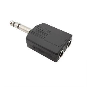 1Pcs Juoda 6.35 mm Male Plug TRS Dual 6.35 mm 1/4Inch Female Jack Stereo Garso Signalą Splitter Jungtis