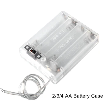 2/3/4 AA Baterijų Laikiklis Dėžutė Skaidri Atveju Perjungti Naujas 2 AA 2A Baterijų Laikiklis Dėžutė Atveju Baterijų Organizatorius su Jungikliu