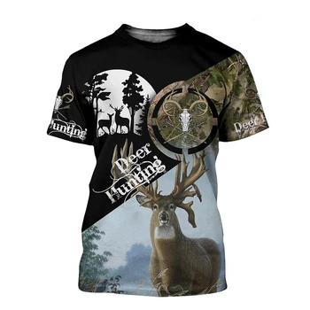 2020 mados t-shirt medžioklės kamufliažas 3D atspausdintas t-shirt unisex atsitiktinis sporto trumpas rankovės viršuje NO002 Nuotrauka 2