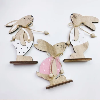 2022 Mediniai Velykų Triušis, Papuošalai, Namų Velykų Šalies Prekių Bunny Easter Dovanos Baby Shower Dekoro Mielas Gyvūnų Ornamentais Nuotrauka 2