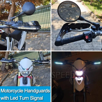 22mm Universalus Motociklas Rankų apsaugos, su Led Posūkio Rodikliai Motokroso Dirt Bike Rankų apsaugos apsaugos Motociklas Nuotrauka 2