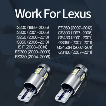 2vnt W5W T10 Canbus LED Stovėjimo Šviesos Lexus IS200 IS300 IS250 IS350 YRA F ES300 ES330 ES350 GS300 GS430 GS350 GS450H GS460 Nuotrauka 2