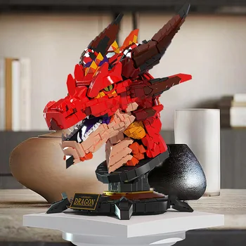 38.4 cm Legendinis Drakonas Galva Kūrimo Bloką Cool 3D 