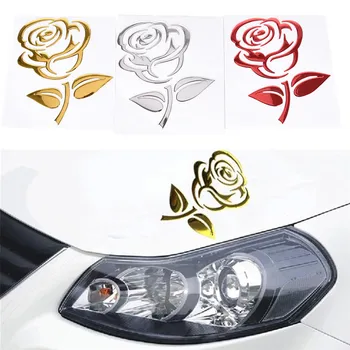 3D Išpjovą Rose Universaliųjų Automobilių Stilius Atspindintis Auto Motociklų Lipdukai Aukso/Juoda/Raudona Kėbulo Dekoras Gėlių Automobilių Lipdukai