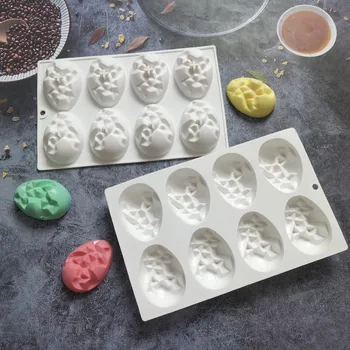 3D Velykų Kiaušinių Formos Šokolado Silikono Formos 8 Ertmės Tortas Pelėsių 