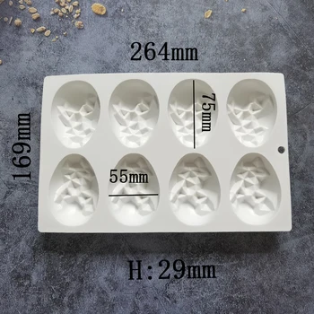 3D Velykų Kiaušinių Formos Šokolado Silikono Formos 8 Ertmės Tortas Pelėsių 