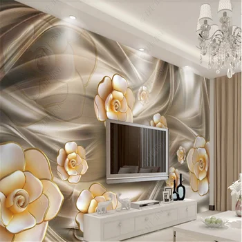 3D Šiuolaikinės Svajonė Gėlių Papuošalai Tapetai gyventi Kambaryje Sofa-lova, TV Foną, Sienos Popieriaus Namų Dekoro 3D Freskos Miegamojo Tapetai Nuotrauka 2