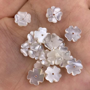 3pcs Carven White Shell Gėlių Grynos Natūralios Medžiagos Žiedlapių 3D Gėlių Karoliukų, Rankų darbo Karoliai 