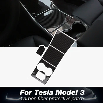 4PCS/Set Model3 Automobilių Konsolė Wrap Tesla Model 3 Priedai Anglies Pluošto Juoda Raudona Klijai Modelio Trijų Automobilių Priedų
