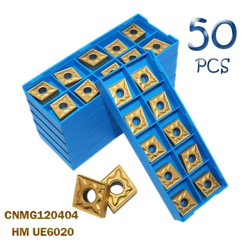 50PCS CNMG120404 HM UE6020 Karbido Įdėklai CNMG 120404 Ašmenys Išorės Tekinimo Įrankis CNC Metalo Tekinimo staklių Dalys Priemonė Pjovimo Mašina