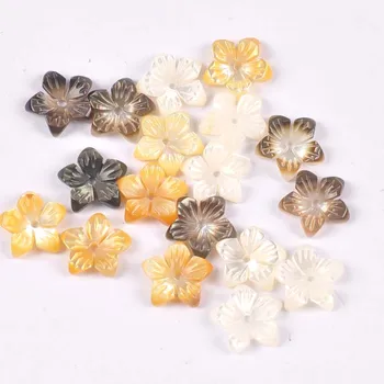 5VNT 9.5 mm Korpuso Granulių Gamtos Motina Pearl Shell Gėlių pattern 