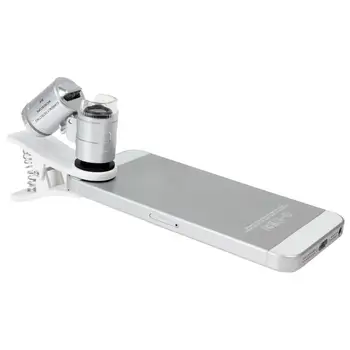 60X Nešiojamą Magnifiers Mini ABS 3-in-1 Optinis Stiklas Mikroskopo Objektyvas su 3 Led Šviesos Universal Mobile Phones Nuotrauka 2