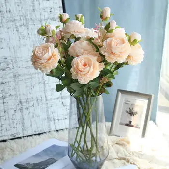 61cm Ilgai Europos Dirbtinių Gėlių 3 Vadovo Namuose Šilko Bijūnas Vestuvių Gėlių Užsienio Rose Dekoratyvinių Gėlių Šaliai Dekoro 1pcs