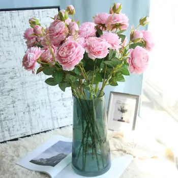 61cm Ilgai Europos Dirbtinių Gėlių 3 Vadovo Namuose Šilko Bijūnas Vestuvių Gėlių Užsienio Rose Dekoratyvinių Gėlių Šaliai Dekoro 1pcs Nuotrauka 2