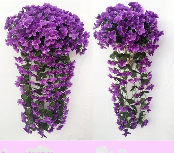 90cm Tikroviška Violetinė Orchidėja Ivy Dirbtinių Gėlių Kabančių Augalų Šilko Girliandą Vynmedžių Vestuvių Centerpieces Papuošalai Puokštė