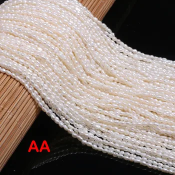AA Natūralių Gėlavandenių Perlų Balta Ryžių Formos Prarasti Karoliukai 2-2.3 mm Papuošalai Priėmimo 