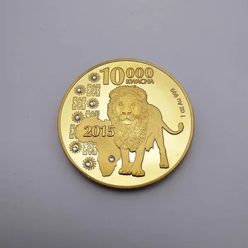 Afrikos Respublika Zambija Deimantų, Aukso Moneta Gyvūnijos Progines Kolekcines Monetos Pasisekė Iššūkis Monetos Moneta Nuotrauka 2