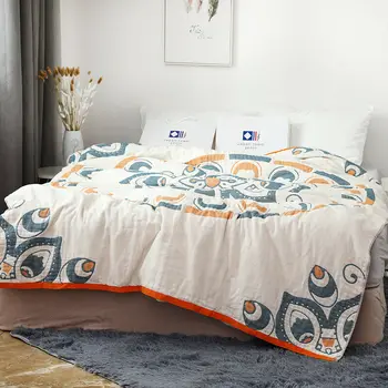 Alherff prekės Medvilnės marlės, 6 sluoksnių sofos antklodė, antklodės butas lapas Vasaros antklodė kvėpuojantis aktyvus spausdinimo lova padengti