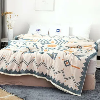 Alherff prekės Medvilnės marlės, 6 sluoksnių sofos antklodė, antklodės butas lapas Vasaros antklodė kvėpuojantis aktyvus spausdinimo lova padengti Nuotrauka 2