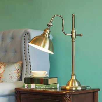 American retro LED stalo lempa kaustytomis geležies padengti stalo lempa Išmokti skaityti kokybės stalo lempa