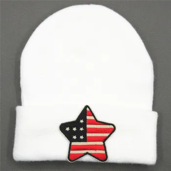 Amerikos vėliavos žvaigždžių siuvinėjimo Tirštėti megzti skrybėlę žiemą šiltą kepurę Skullies bžūp beanie skrybėlių už vaikas vyrų, moterų 61