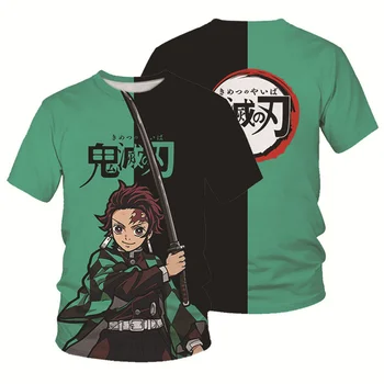 Anime Demon Slayer Kimetsu Nr. Yaiba Marškinėliai Cosplay Moterų Kamado Tanjirou Nezuko Juokinga trumpomis Rankovėmis T-shirt Nuotrauka 2