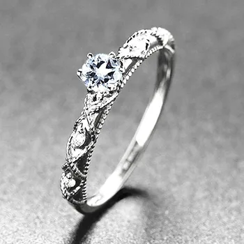 Art Deco Kietas 10k Baltasis Auksas Gamtinių Deimantų, Dalyvavimas Vestuvinį Žiedą, Akvamarinas Moterų Fine Jewelry-Metį Retro