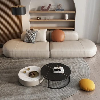 Audinio sofos aukštos kokybės modernių mažų šeimos kambarį kūrybos arc technologijos audinio, sofa-lova, kelių sėdynės [2.5 m] pilkos klastos Nuotrauka 2