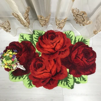 Aukštos kokybės 3D Rose Rankų darbo kilimų Tualetas neleidžiančioms slysti Kilimėlį/kilimai gyvenimo kambario, miegamasis Plotas Pledai Luxery Valentino Dienos dovanos