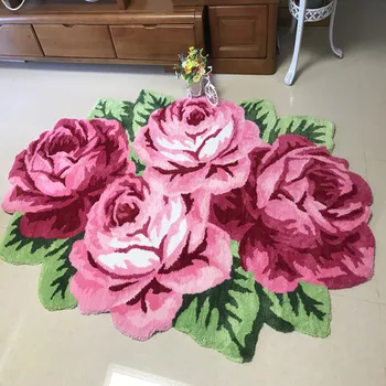 Aukštos kokybės 3D Rose Rankų darbo kilimų Tualetas neleidžiančioms slysti Kilimėlį/kilimai gyvenimo kambario, miegamasis Plotas Pledai Luxery Valentino Dienos dovanos Nuotrauka 2