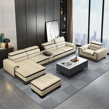 Aukštos kokybės sofa padengti atmosferos multi-funkcija derinys kostiumas prabangus gyvenamasis kambarys su sofa-klasikinis odos sofos, sofa-lova Nuotrauka 2
