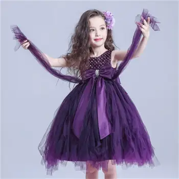 Aukštos kokybės vasarą mergina, elegantiška violetinė suknelė vaikas kostiumas princesė vestuvių suknelė karnavalo šou vaikams apsirengti mergina kostiumas