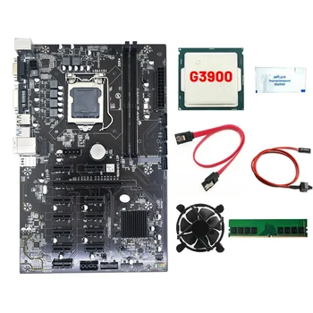 B250B 12 PCIE1X BTC Kasybos Plokštė+G3900 CPU+4G DDR4 RAM+CPU Ventiliatorius+Terminis Tepalas+Jungiklis Linija+SATA Kabelis LGA1151 MSATA