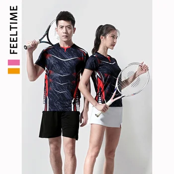 Badmintono Megztiniai & šortai Vyrų ir Moterų shuttlecock marškinėliai Teniso sijonas Badmintono treniruočių kostiumai Trumpas rankovės tracksuit Sportinę aprangą