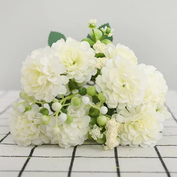 Baltos Ramunės Dirbtinės Gėlės Ilgai Filialas Puokštė 10 Daisy Šilko Puokštė Dirbtinės Gėlės Vestuvių Namų Puošybai Netikrą Gėlės Nuotrauka 2