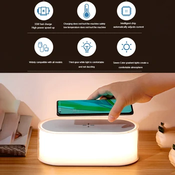 Belaidžio Kroviklio RGB Šviesos Touch Smart 15W 3500K Greito Įkrovimo Reguliuojamas Lempos Nešiojamų Fotografijos Naktį Žibintai