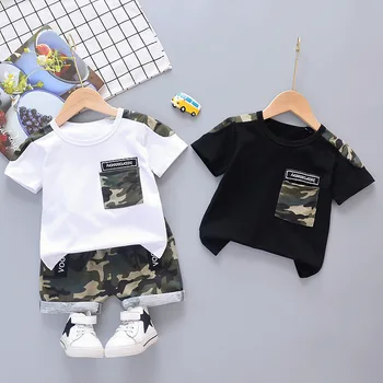 BibiCola Kūdikių berniukų drabužiai mados vasaros berniukų drabužiai nustatyti medvilnės marškinėliai + šortai 2vnt, komplektai, vaikams, drabužiai, 1-5Y