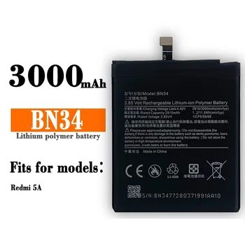 BN34 Originalus Naujausias Baterija Xiaomi Redmi 5A 5.0