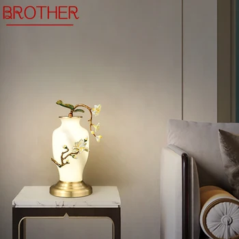 BROLIS Naujas Kinų Stiliaus Stalo Lempa Kūrybos Moliūgas LED Žalvario Stalas Šviesos Vaza, Stiklo Dekoras, Namų Kambarį Miegamojo Lovos