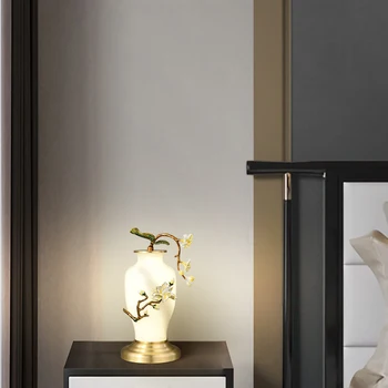 BROLIS Naujas Kinų Stiliaus Stalo Lempa Kūrybos Moliūgas LED Žalvario Stalas Šviesos Vaza, Stiklo Dekoras, Namų Kambarį Miegamojo Lovos Nuotrauka 2