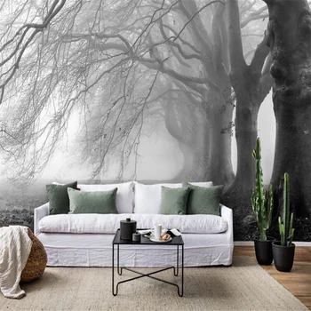 Custom 3D tapetai, freskos modernus minimalistinio nostalgiškas kaimo stiliaus didelis medis, miško freskos fone sienos